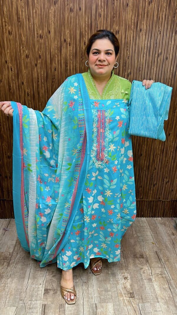 Beautiful floral cotton suit ccc138blue