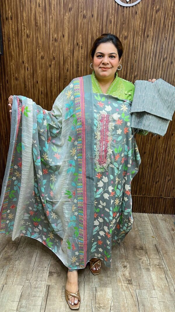 Beautiful floral cotton suit ccc138grey