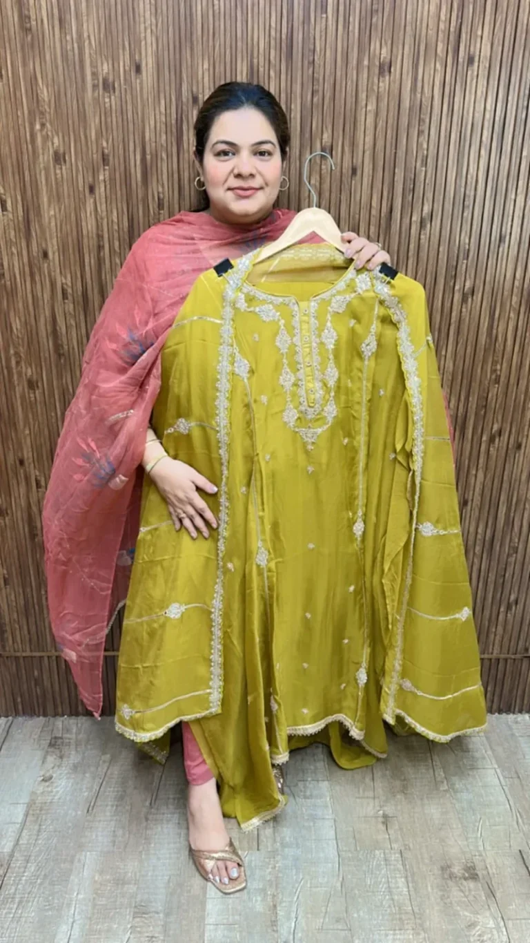 Beautiful organza suit ccc158yellow