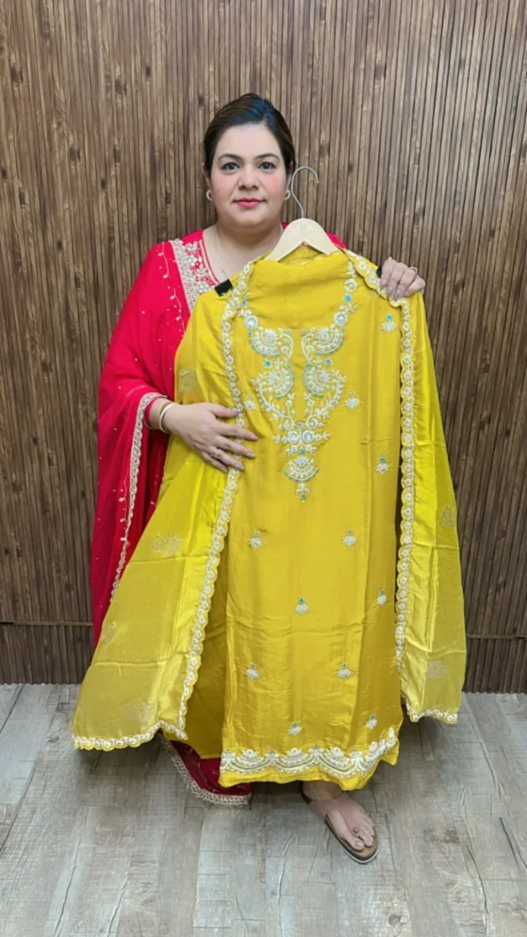 Beautiful silk suit ccc124yellow (2)