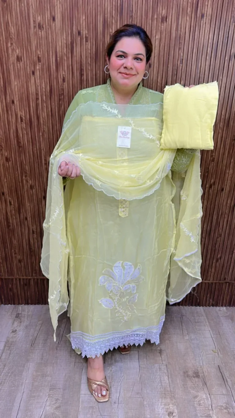 Stunning pure organza suit ccc141yellow