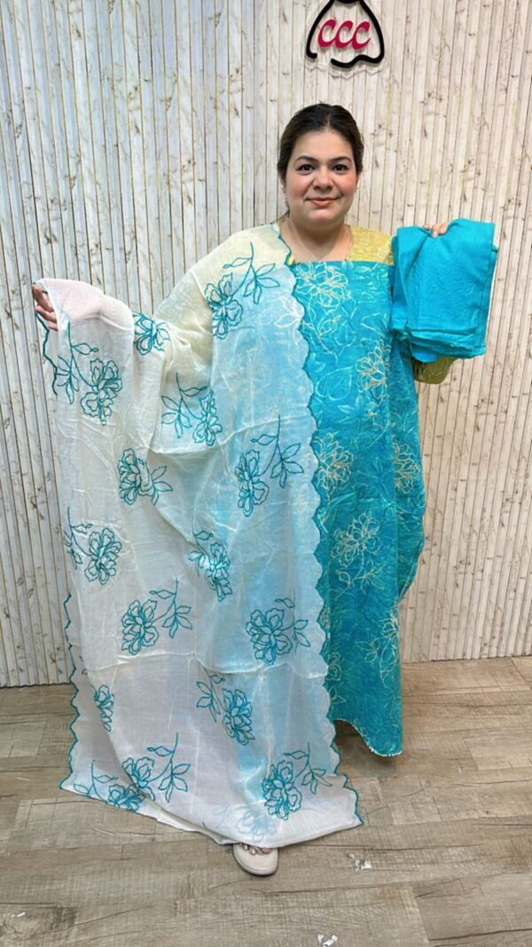 Beautiful cotton suit embroidery workccc209blue