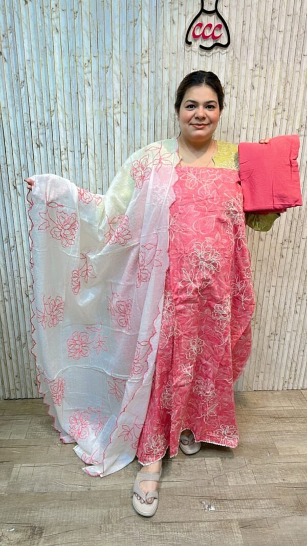 Beautiful cotton suit embroidery workccc209red