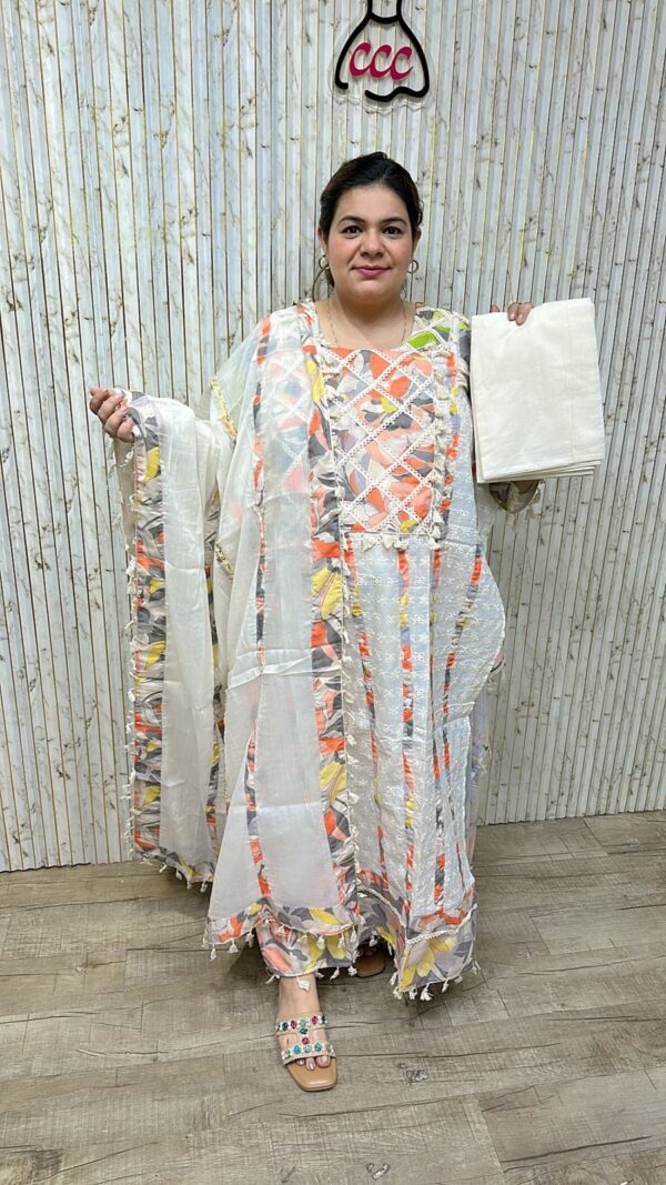 Beautiful designer suit with lace work ccc246orange