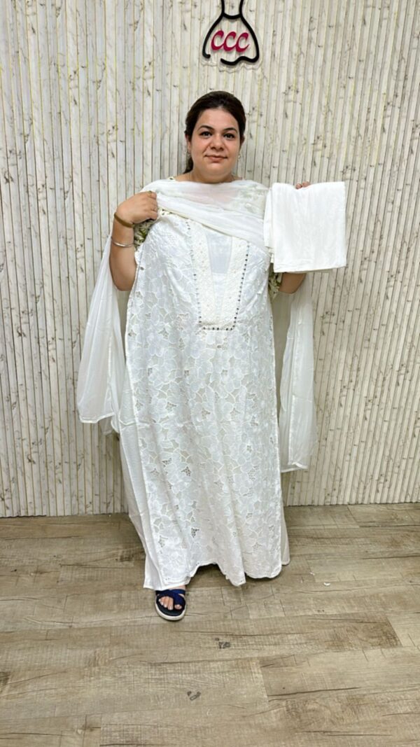Beautiful floral cut suit ccc315white