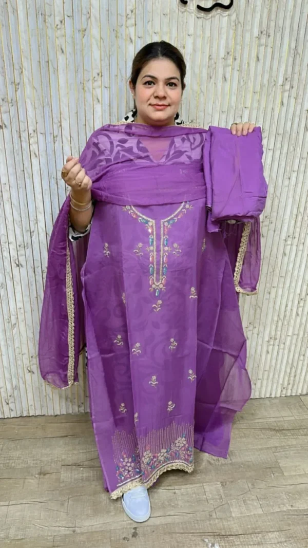 Beautiful organza suit ccc194purple