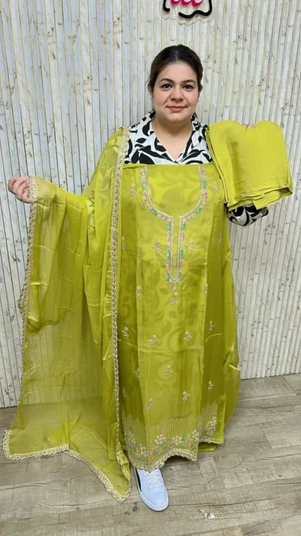 Beautiful organza suit ccc194yellow