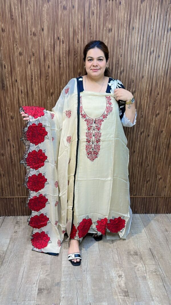 Beautiful Organza Suit With Rose Borders CCC503