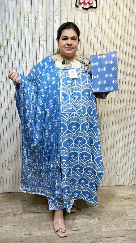 Beautiful pattern print suit ccc258blue