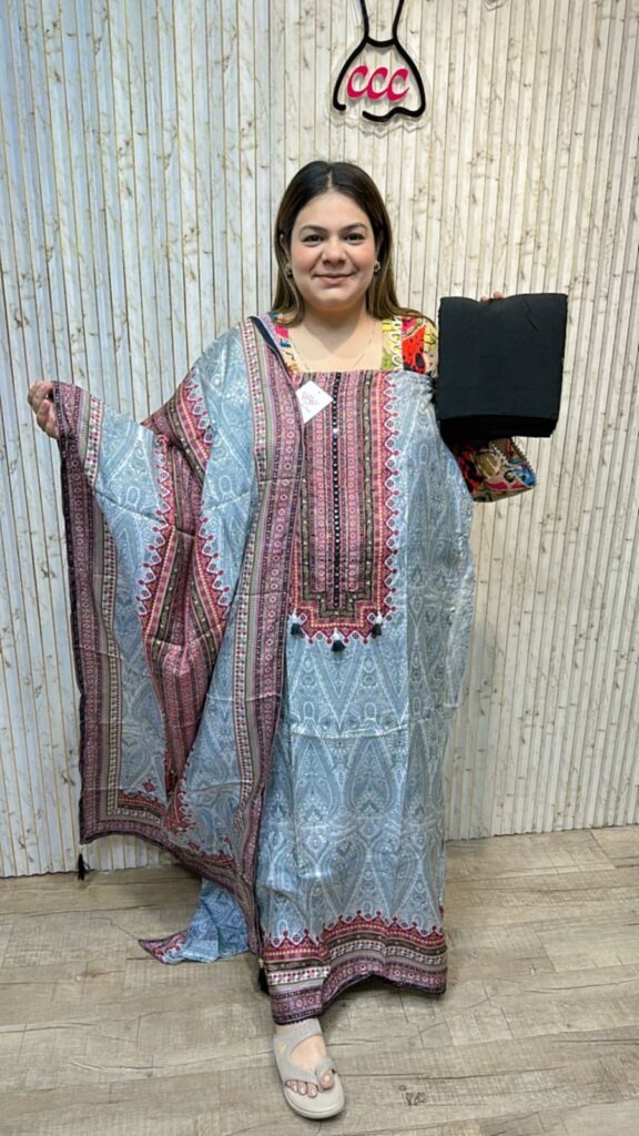 Beautiful printed muslin suit ccc274 blue