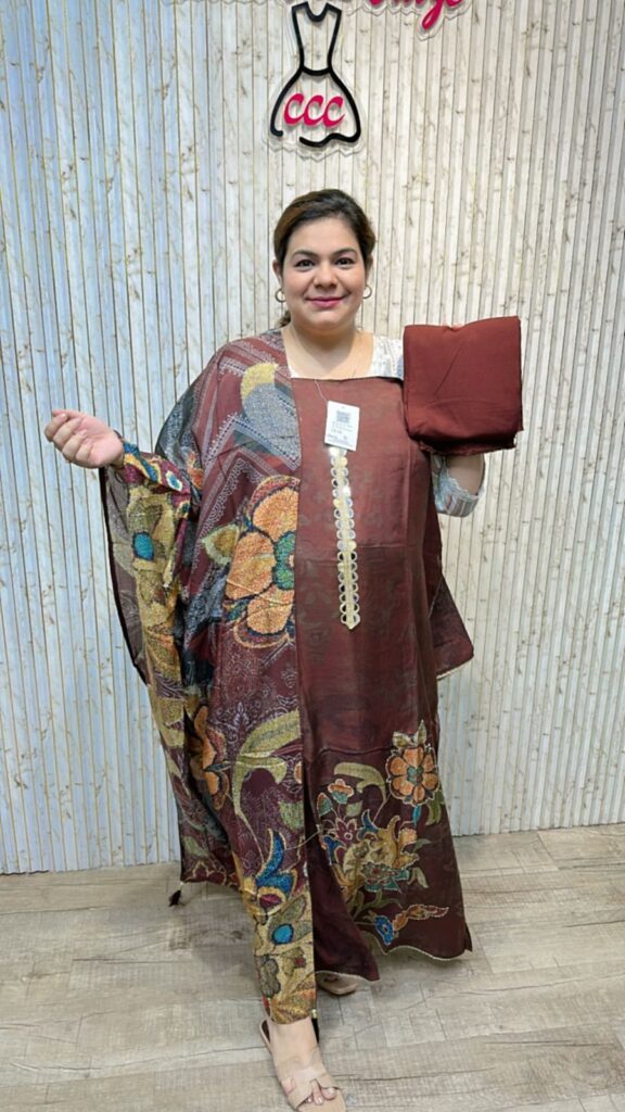 Beautiful suit flower print ccc251brown