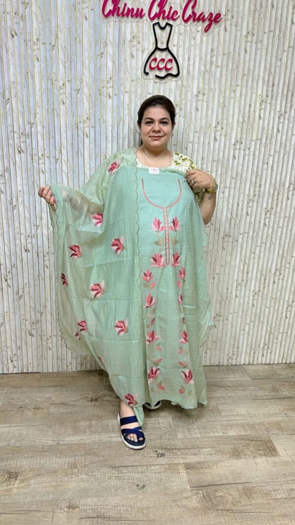 Beautiful suit with flower work ccc316green