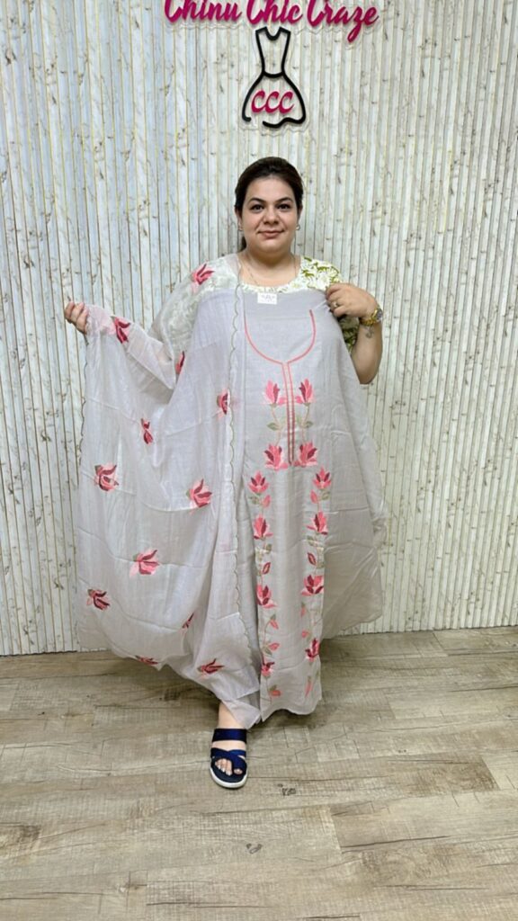 Beautiful suit with flower work ccc316grey