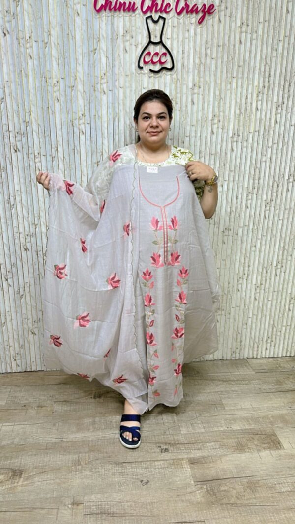 Beautiful suit with flower work ccc316grey