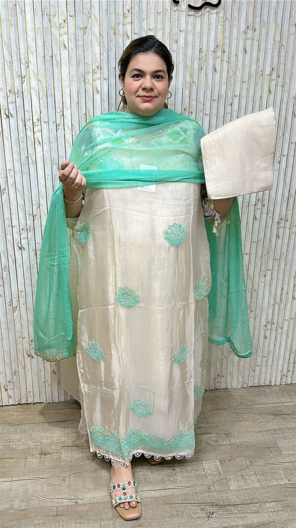 Beautiful suit with lace work ccc245green