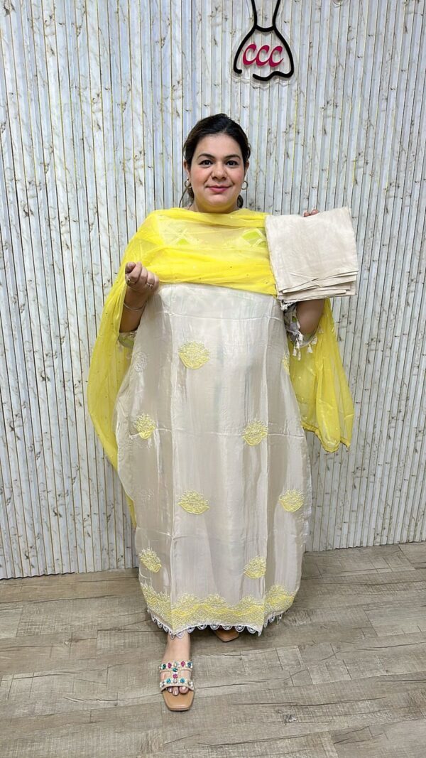 Beautiful suit with lace work ccc245yellow