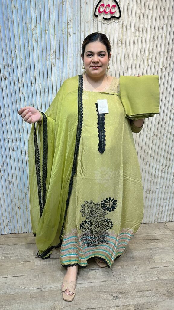 Beautiful suit with lace work ccc272mehendigreen