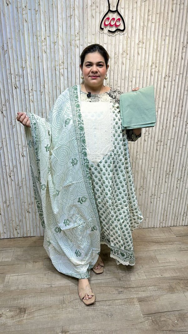 Beautiful suit with patch work ccc259green