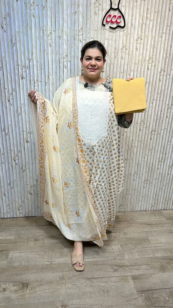 Beautiful suit with patch work ccc259yellow