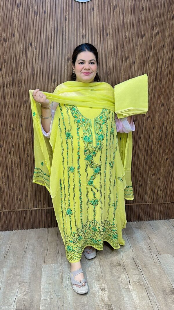 Designer georgette embroidered work suit ccc285green