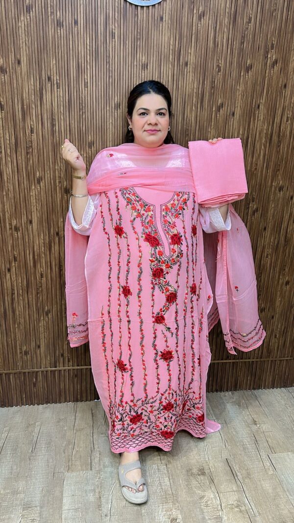 Designer georgette embroidered work suit ccc285pink