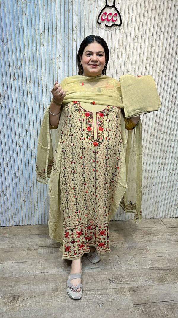 Designer georgette kantha work suit ccc2805