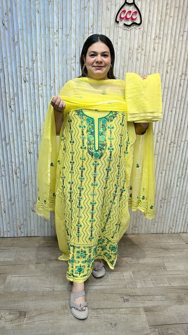 Designer georgette kantha work suit ccc2806