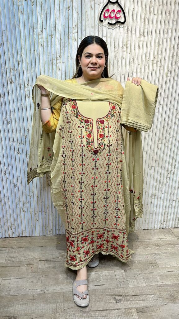 Designer georgette kantha work suit ccc2807