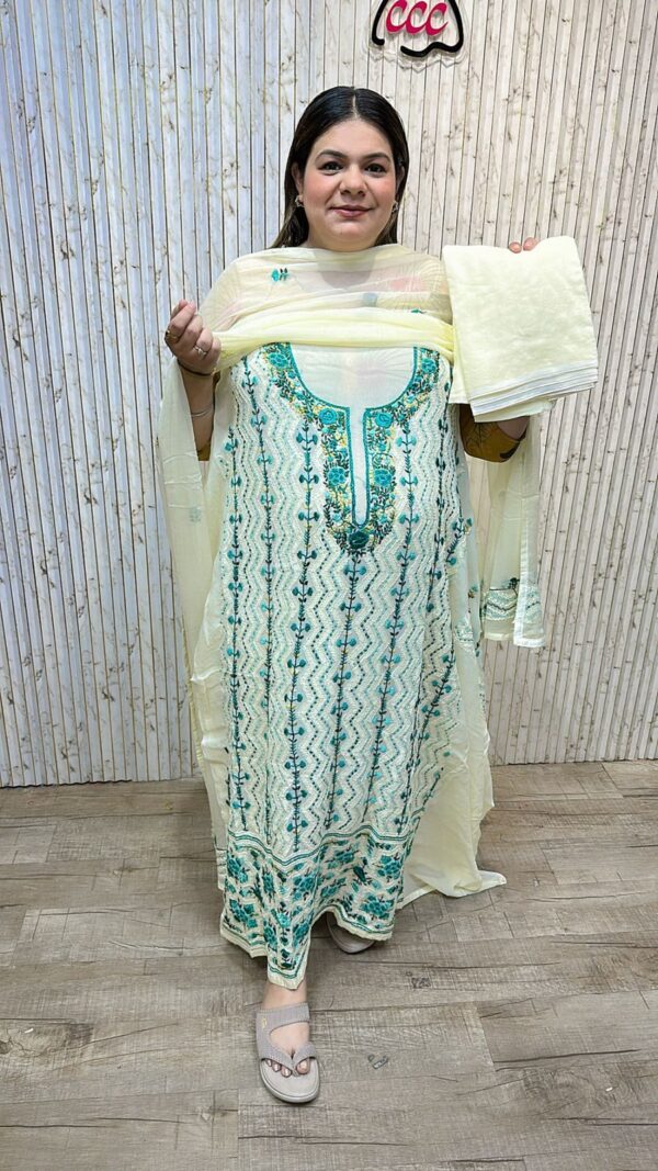 Designer georgette kantha work suit ccc280blue