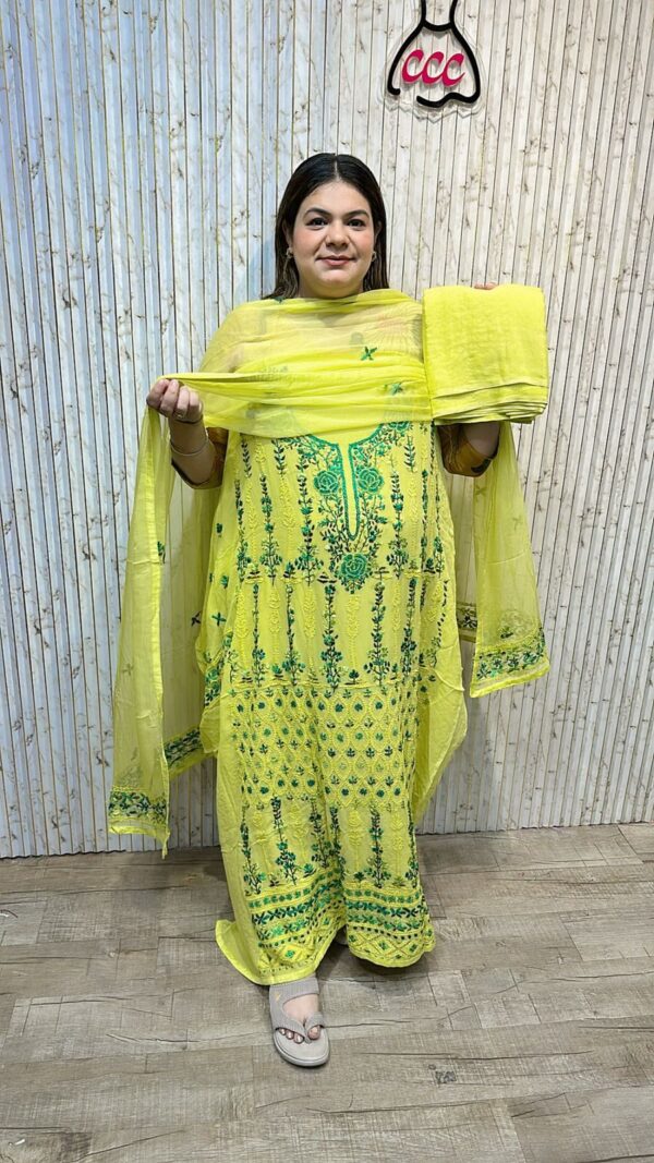 Embroidered georgette work suit ccc286green