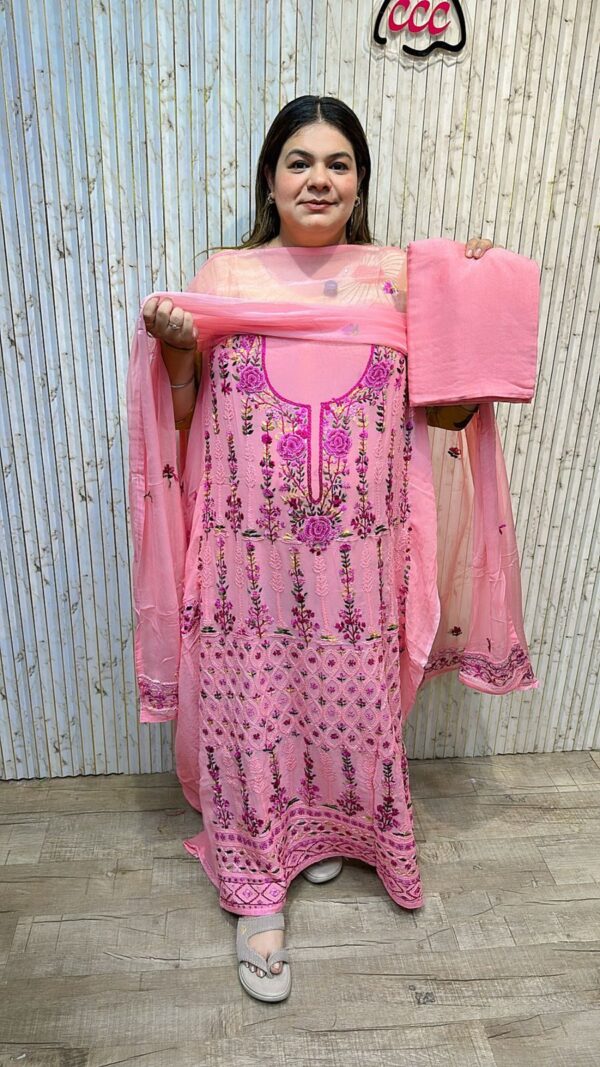 Embroidered georgette work suit ccc286pink