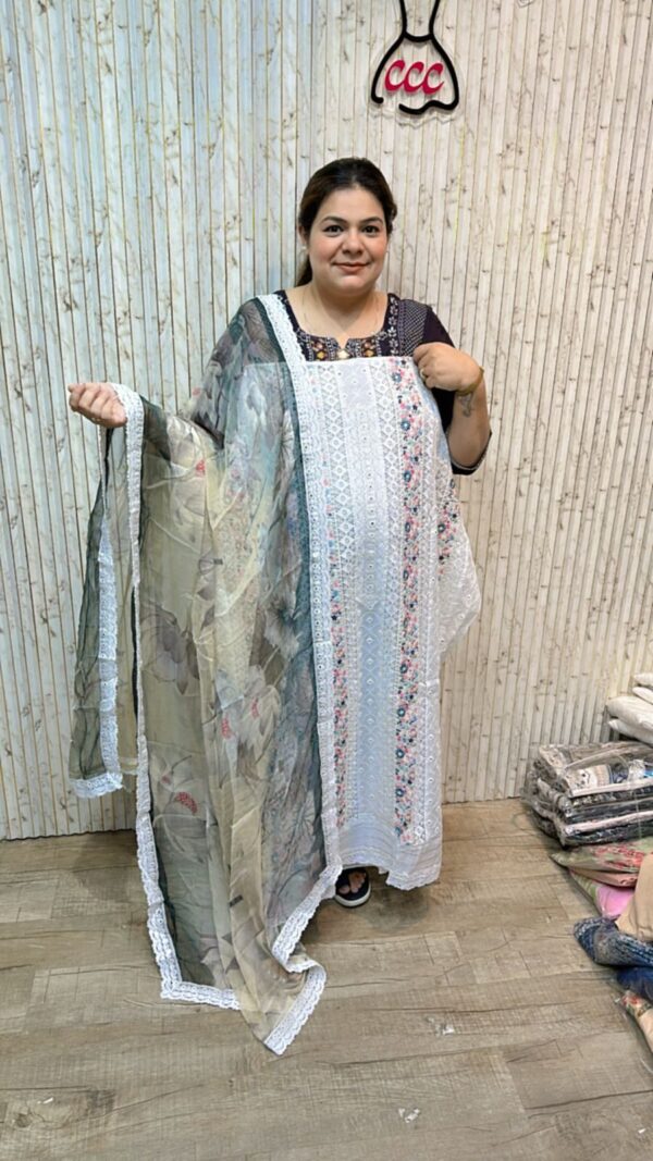 Pure cotton chickenkari suit ccc233 grey