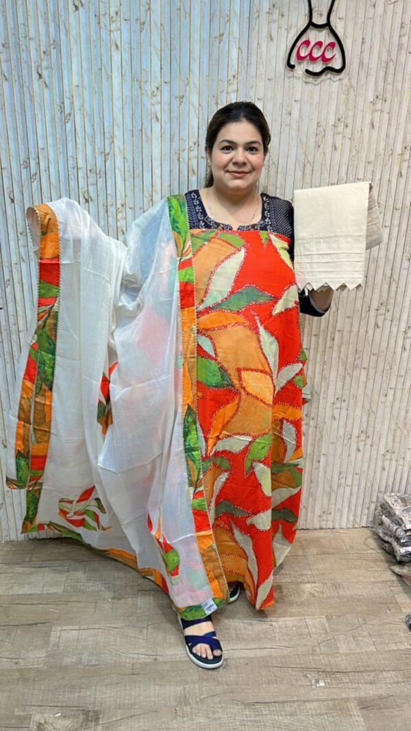 Pure cotton chickenkari suit ccc234 orange