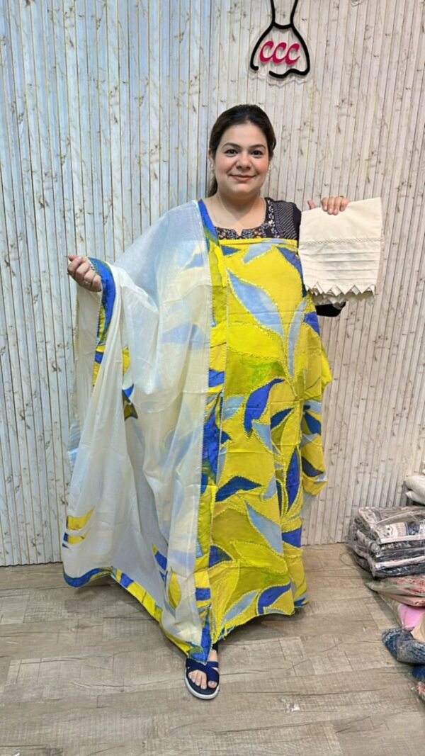 Pure cotton chickenkari suit ccc234 yellow