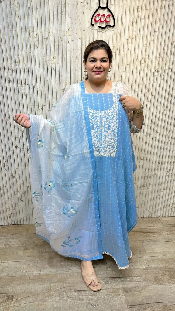 Stunning embroidery suit ccc249blue