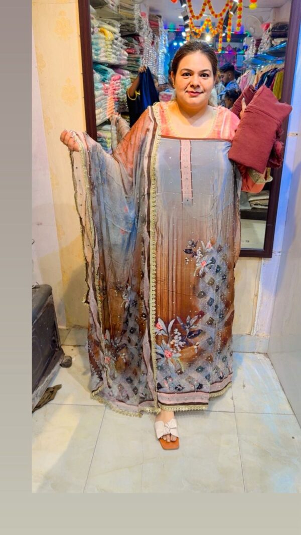 Stunning Flower Print Suit With Lace Work CCC03 - Image 3
