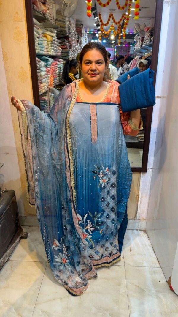 Stunning Flower Print Suit With Lace Work CCC03 - Image 4