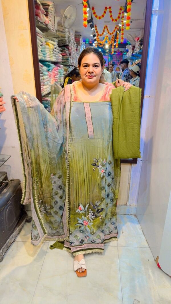 Stunning Flower Print Suit With Lace Work CCC03 - Image 2