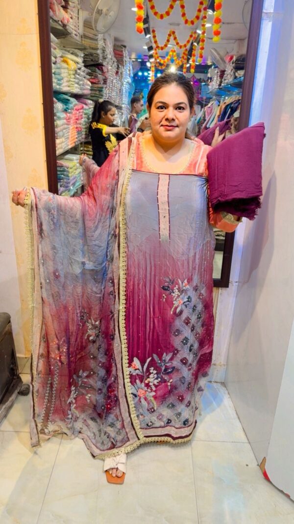 Stunning Flower Print Suit With Lace Work CCC03