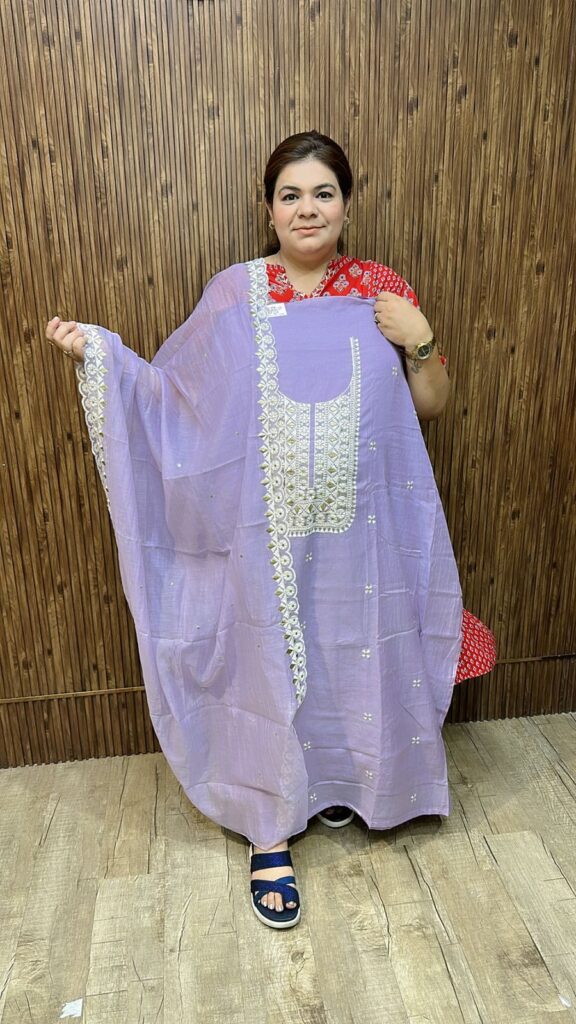 Stunning suit with embroidery work ccc297purple
