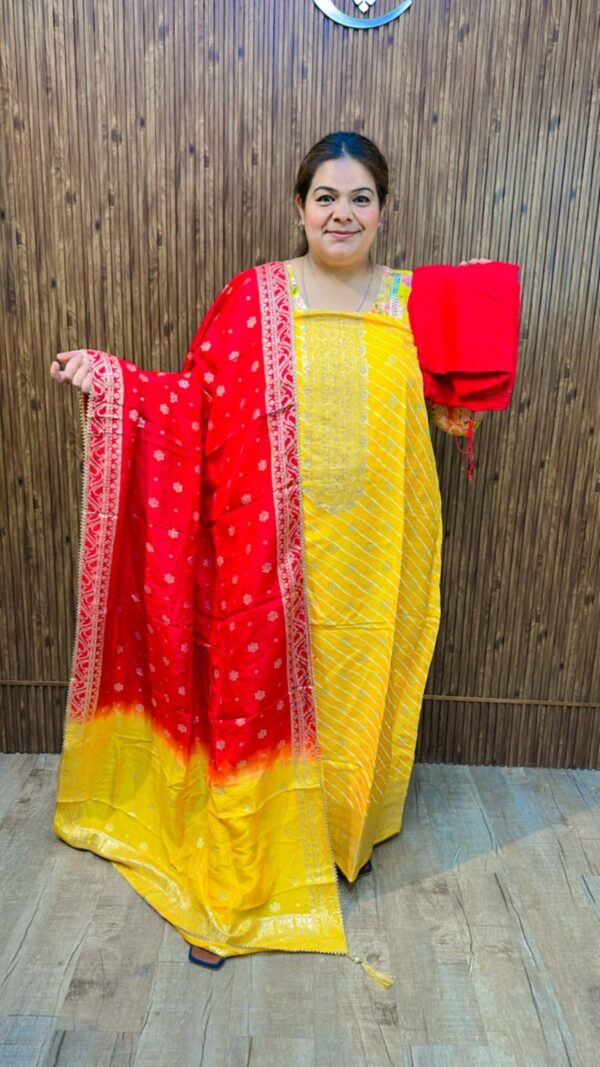 Stunning Banarasi Suit With Contrast Duppata  CCC536 - Image 2