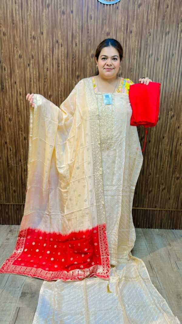 Stunning Banarasi Suit With Contrast Duppata  CCC536 - Image 3