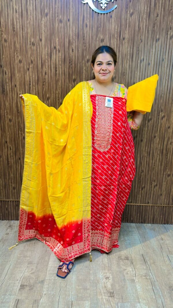 Stunning Banarasi Suit With Contrast Duppata  CCC536 - Image 4
