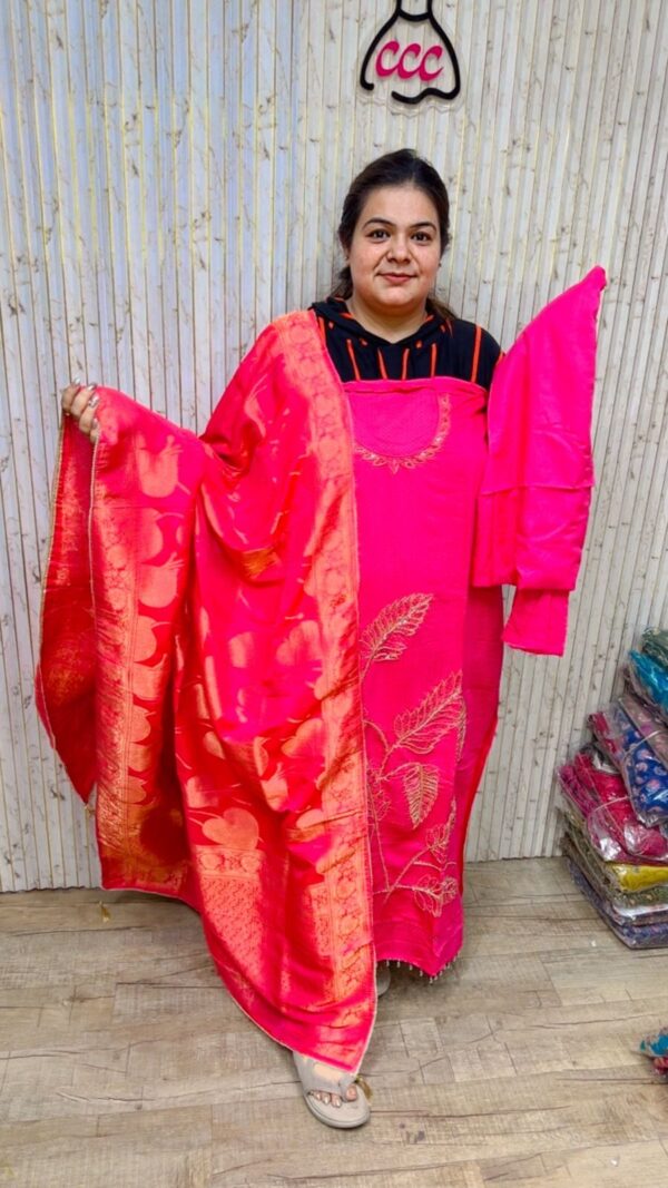 Stunning Banarasi Suit With Hand Work CCC14 - Image 3