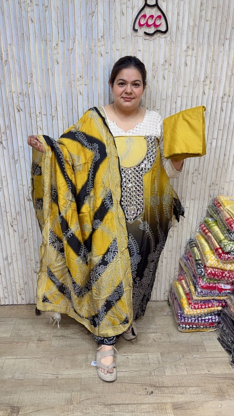 Beautiful silk Suit With Neck Mirror Work CCC 38