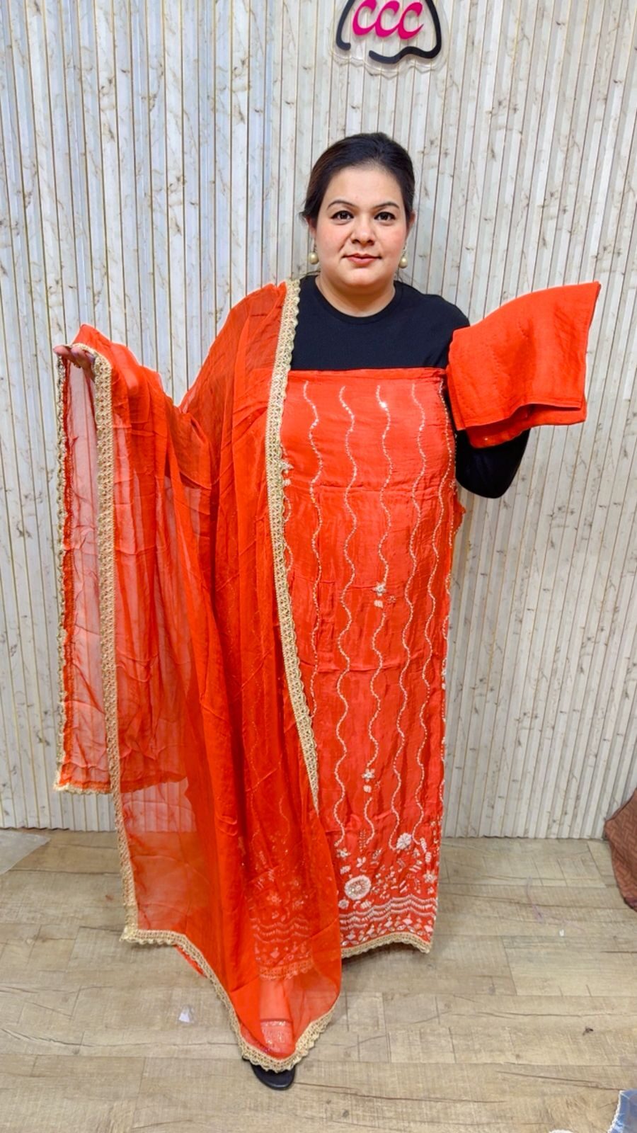 Pure Organza With Hand Work CCC70