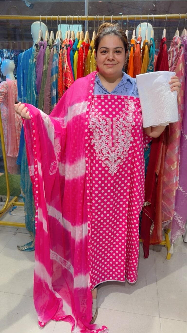 designer pure cotton polka suit ccc277