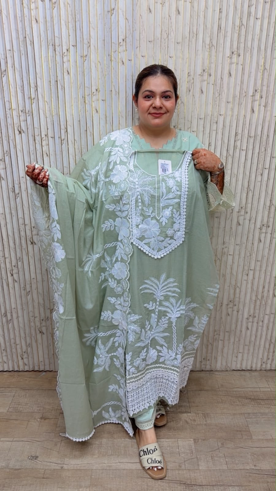 designer pure mal cotton suit ccc461 c green