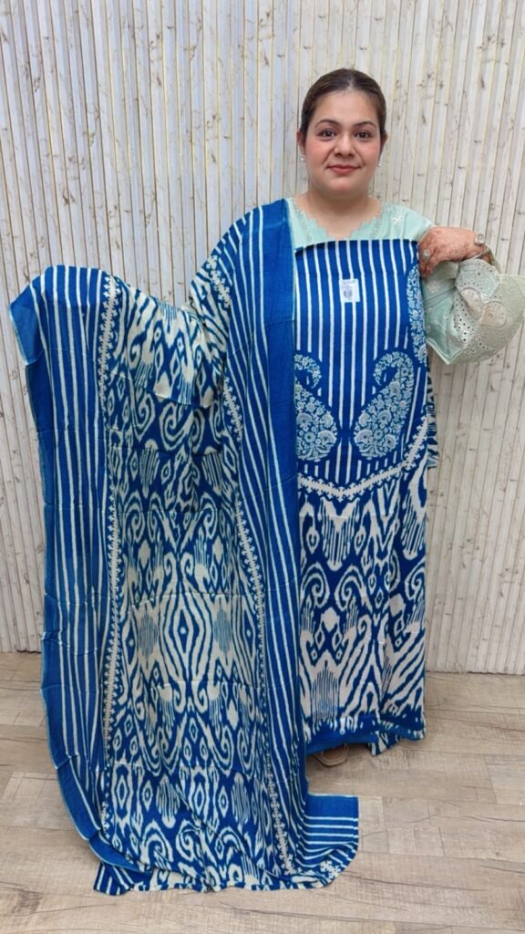 designer pure mal cotton suit ccc461 grayish blue