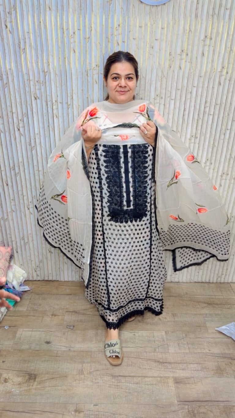 designer pure georgette polka suit ccc601